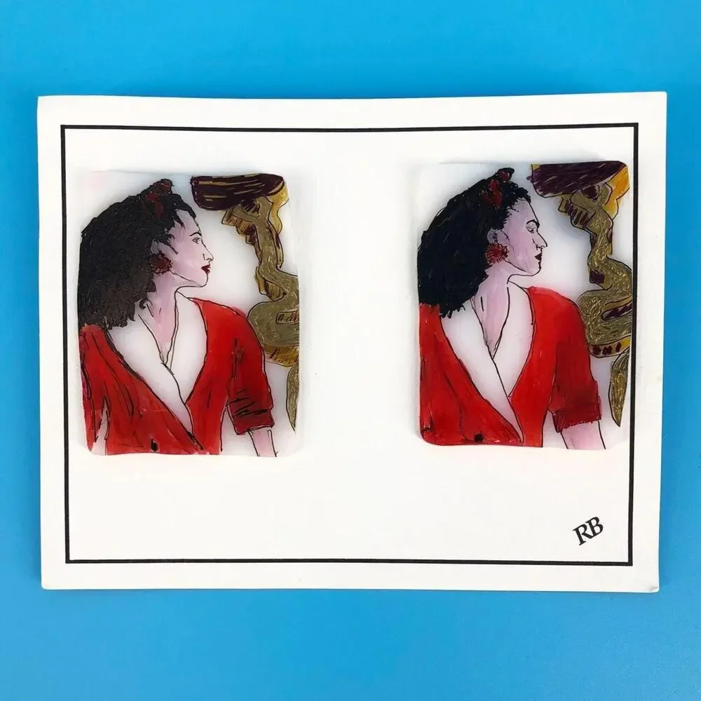 Handmade pop art earrings lightweight